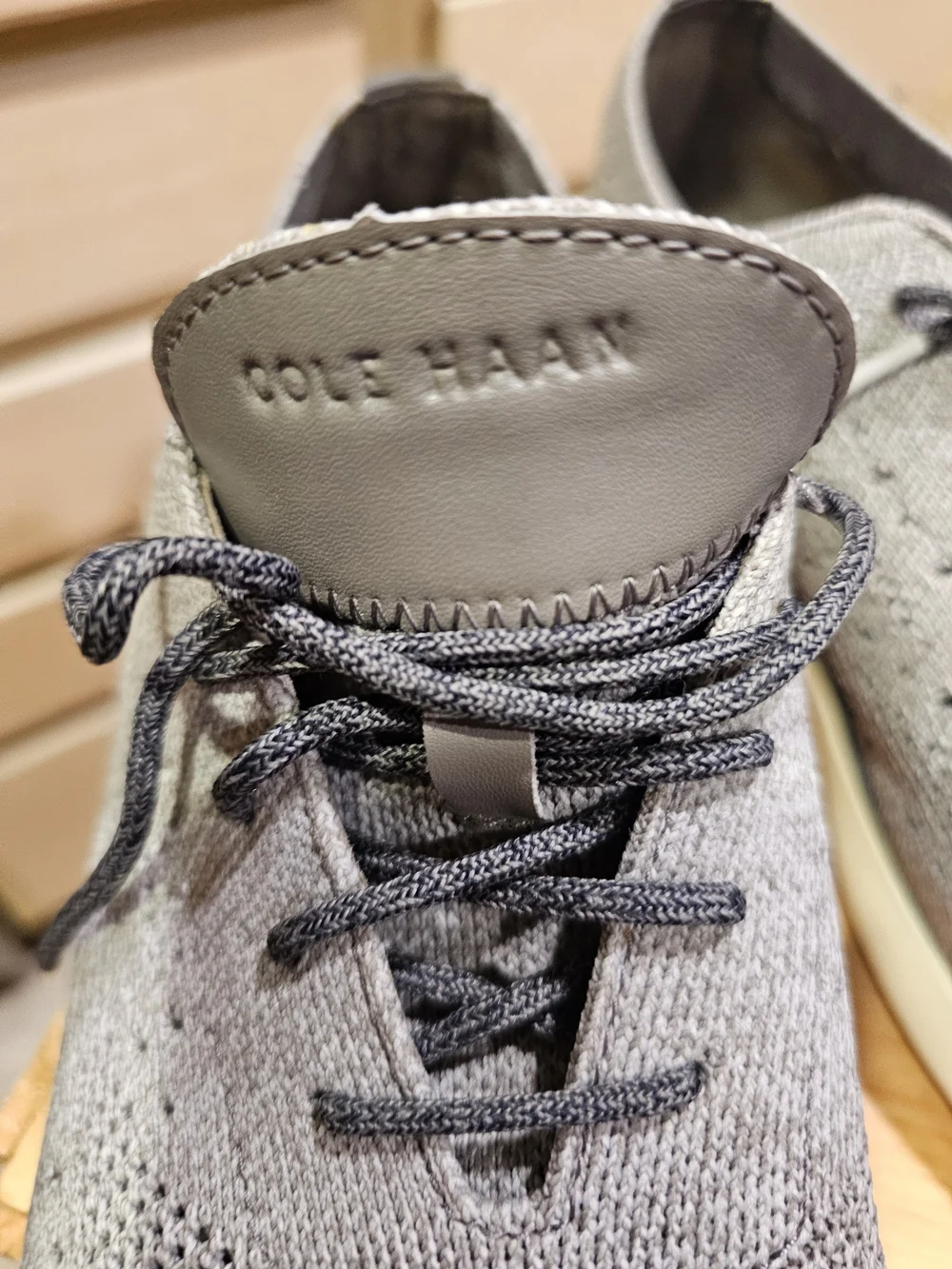 Cole Haan Men's Knit Oxfords in Light Gray with Black Laces